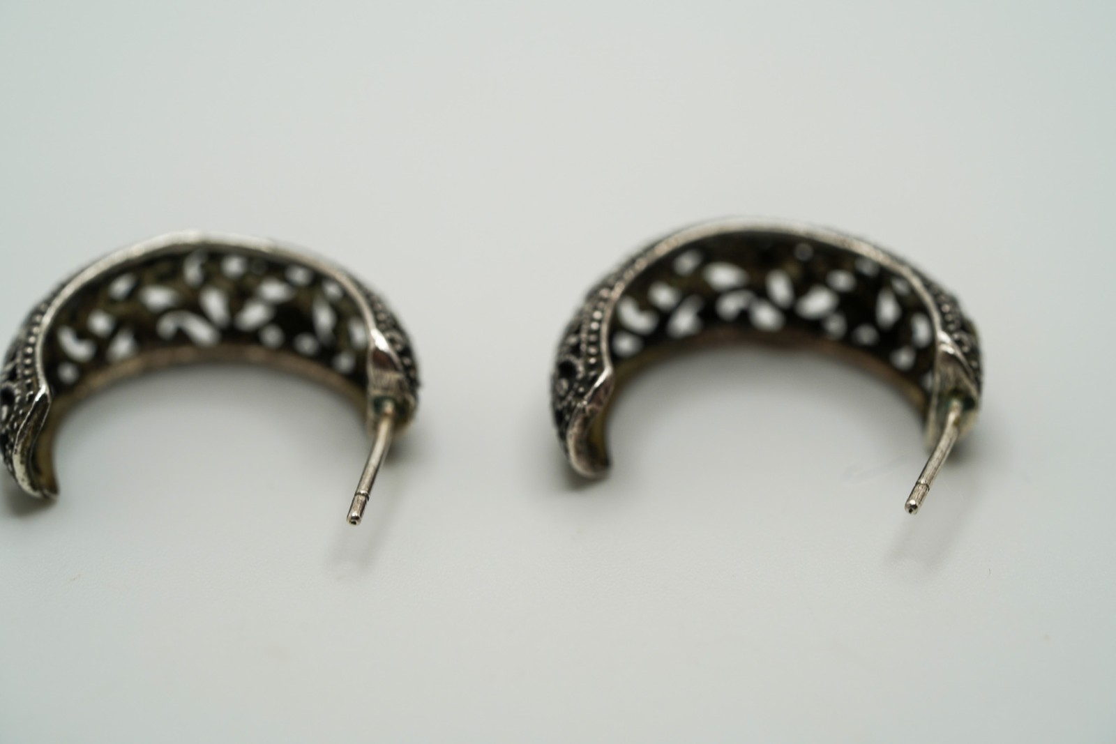 Vintage Sterling Silver Hoop Earrings 2.4cm EB3