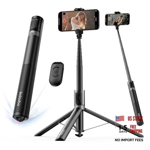 67'' Automatic Phone Tripod, Auto-Open Selfie Stick for iPhone with Remote,