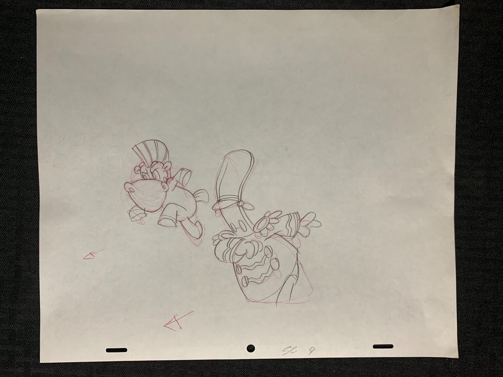 1970's? GENO'S COMMERCIAL 12.5x10.5" Animation Drawing - Cartoon Characters SC9