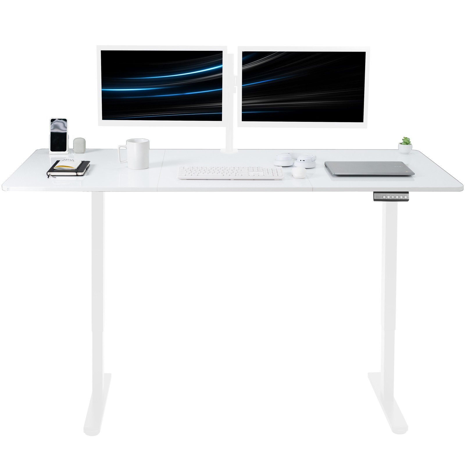 VIVO Electric Dual Motor 71” x 30” Standup Desk, White Dry Erase Top White Frame