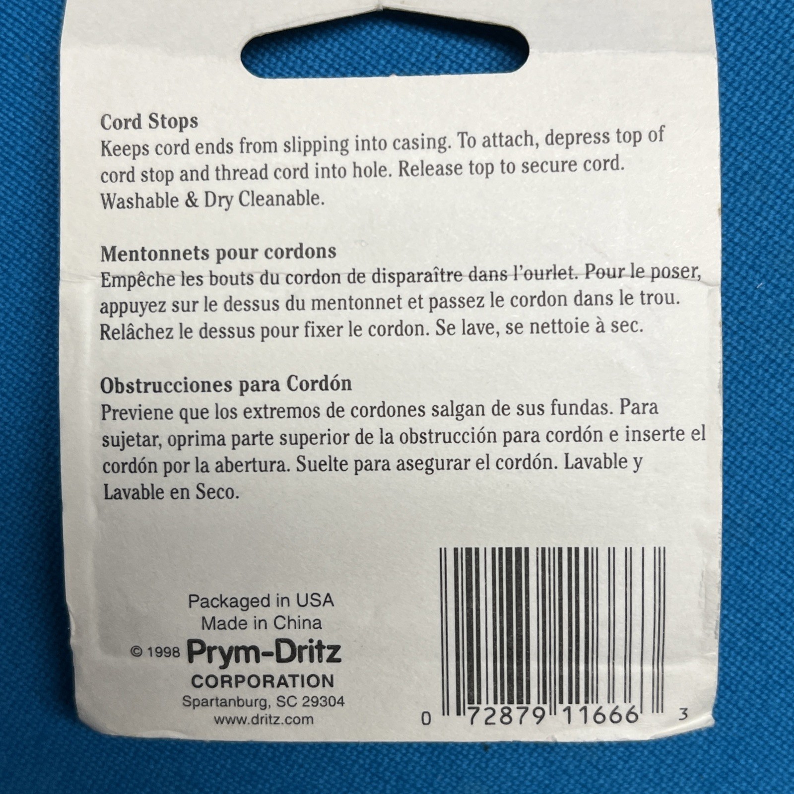 Dritz 469-1 Cord Stops for Drawstrings on Garment and Bags, Black 2 Packs = 4