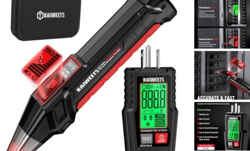 Circuit Breaker Finder with LCD Display, GFCI Outlet Tester, Electrical