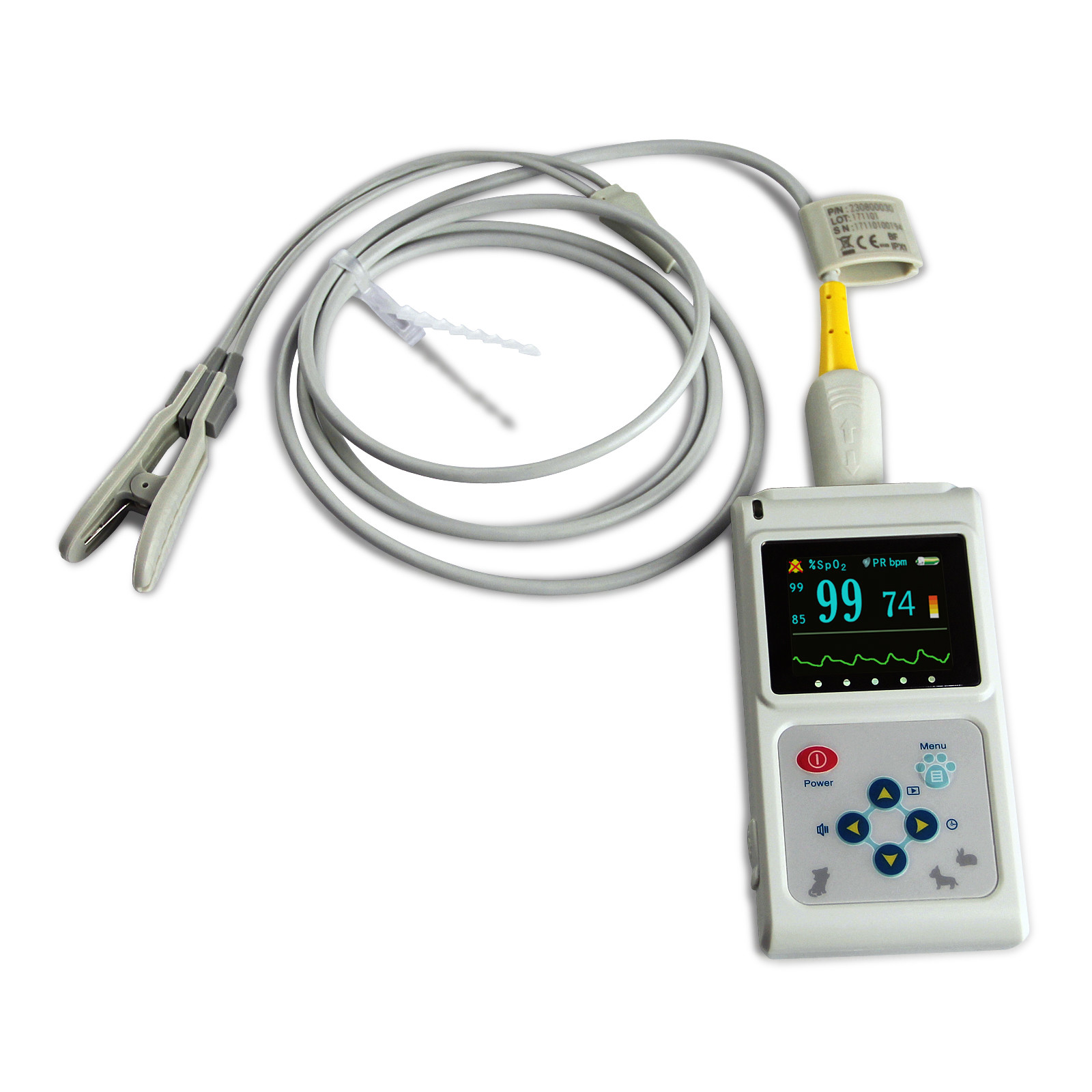 Pulse Oximeter Tongue/Ear Blood Oxygen Meter Veterinary SpO2 PR Monitor Dog/Cat