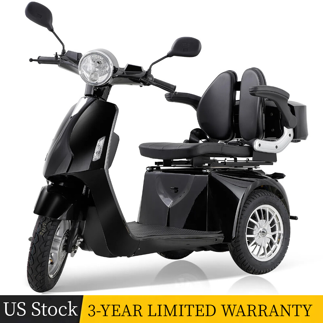 800W 3-Wheel Travel Electric Mobility Scooter 60V20Ah 3-Speed for Seniors 350LBS