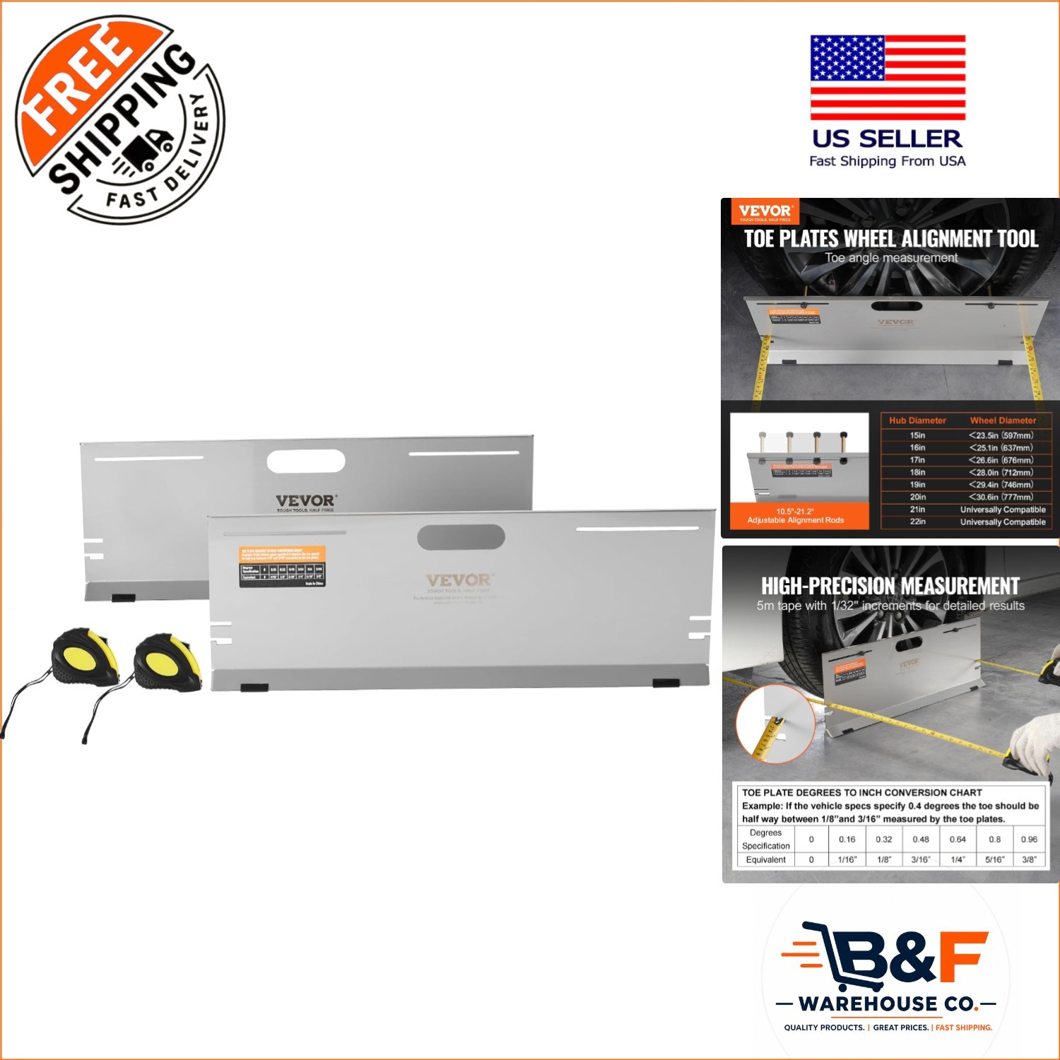 Comprehensive 2-Pack Toe Plates for Precision Alignment - Includes Tapes & Guide