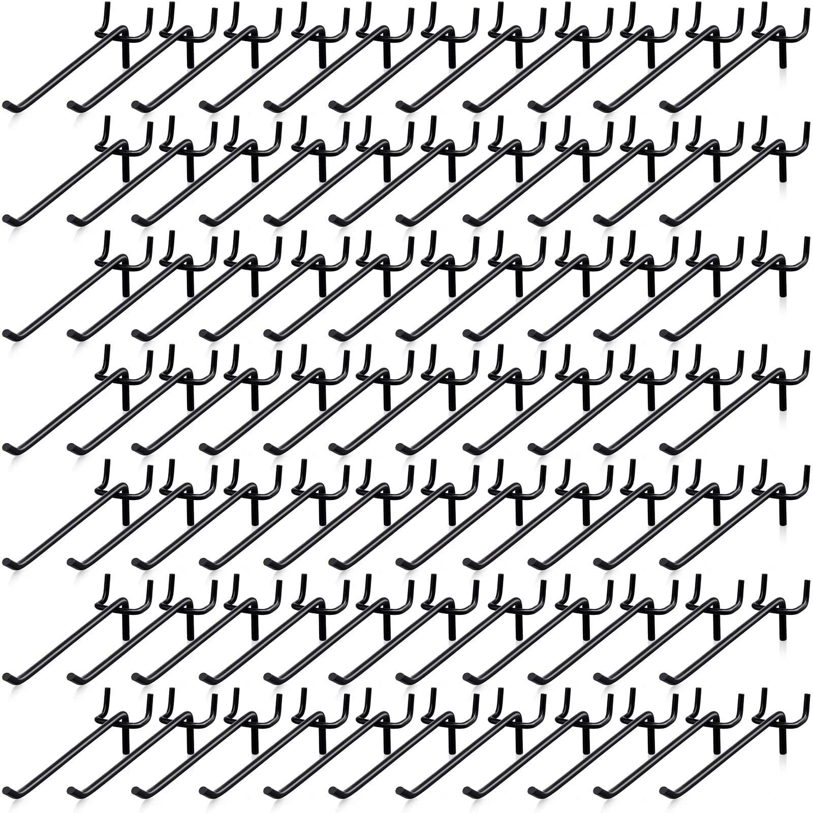 100 Pcs Pegboard Hooks 6" Black Stainless Steel L Shaped Garage Storage 1/8 1/4