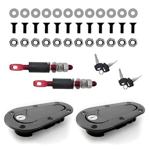 Flush Hood Latch & Pin Kit - Durable Engine Bonnet Quick Release Latch & Pin