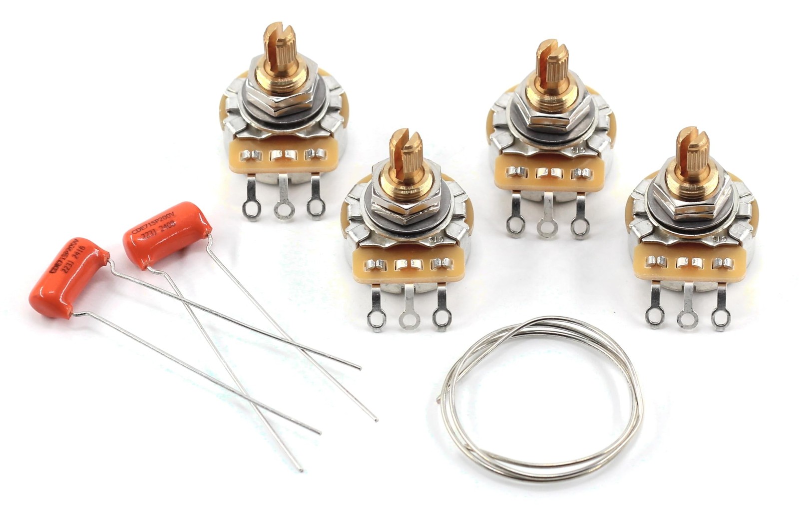 Custom CTS 525k Potentiometers - Short Split Shaft (4x) w/ .022uf Orange Drop...