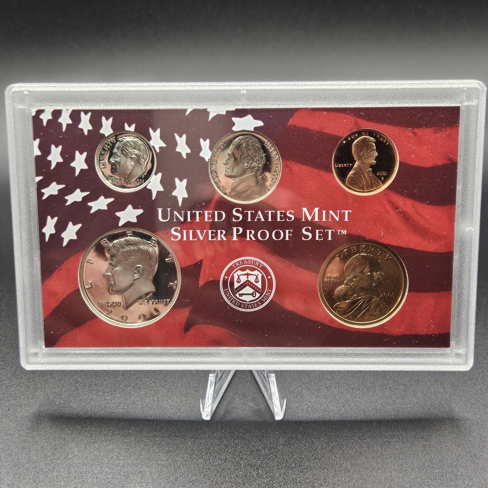 2001 United States Mint Silver Proof Set Complete OGP Box & COA 50 State...
