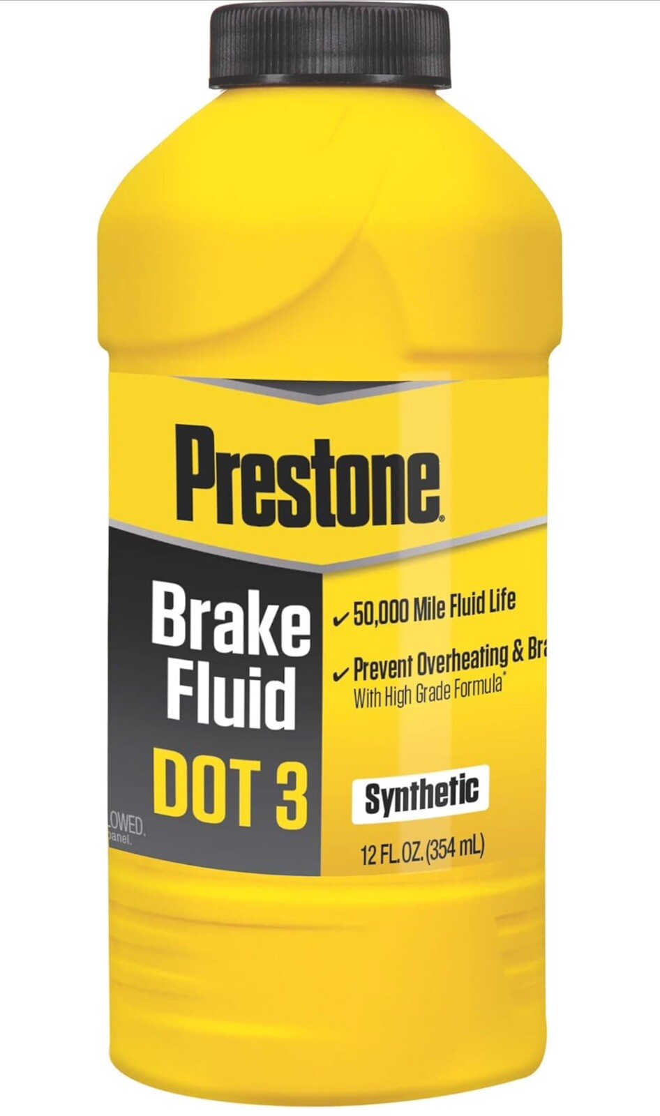 Prestone Synthetic Hi Temp DOT 3 Brake Fluid, 12OZ