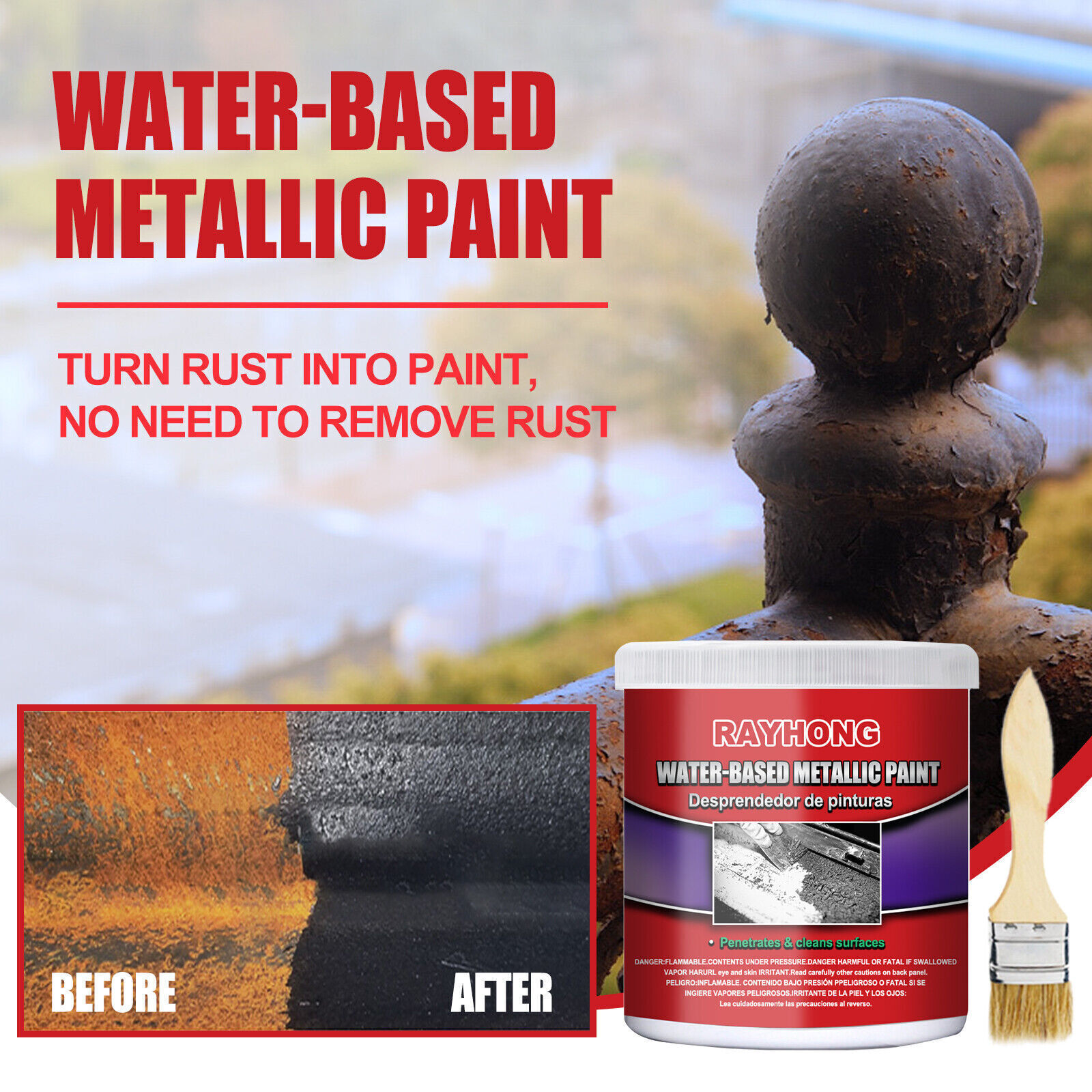 5Pack Car Anti-Rust Chassis Rust Converter Water-Based Metal Surface Rust Remove