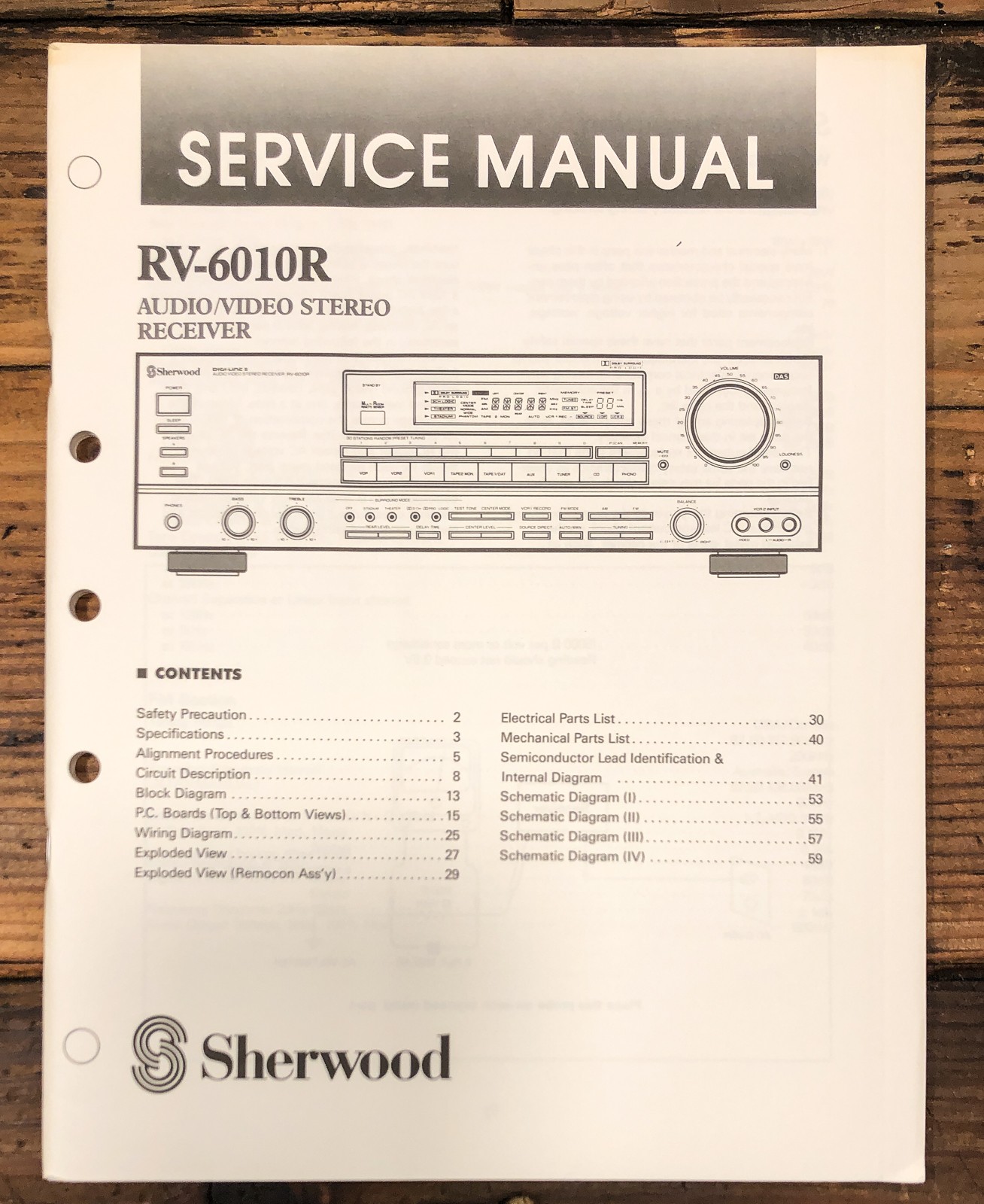 Sherwood RX-6010R Receiver Service Manual *Original*