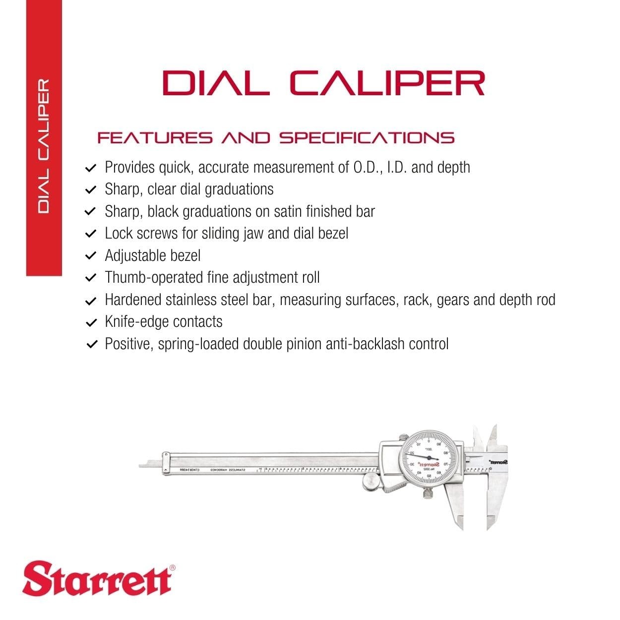 Precision Dial Caliper 0-6" | Adjustable Bezel, .001" Grad