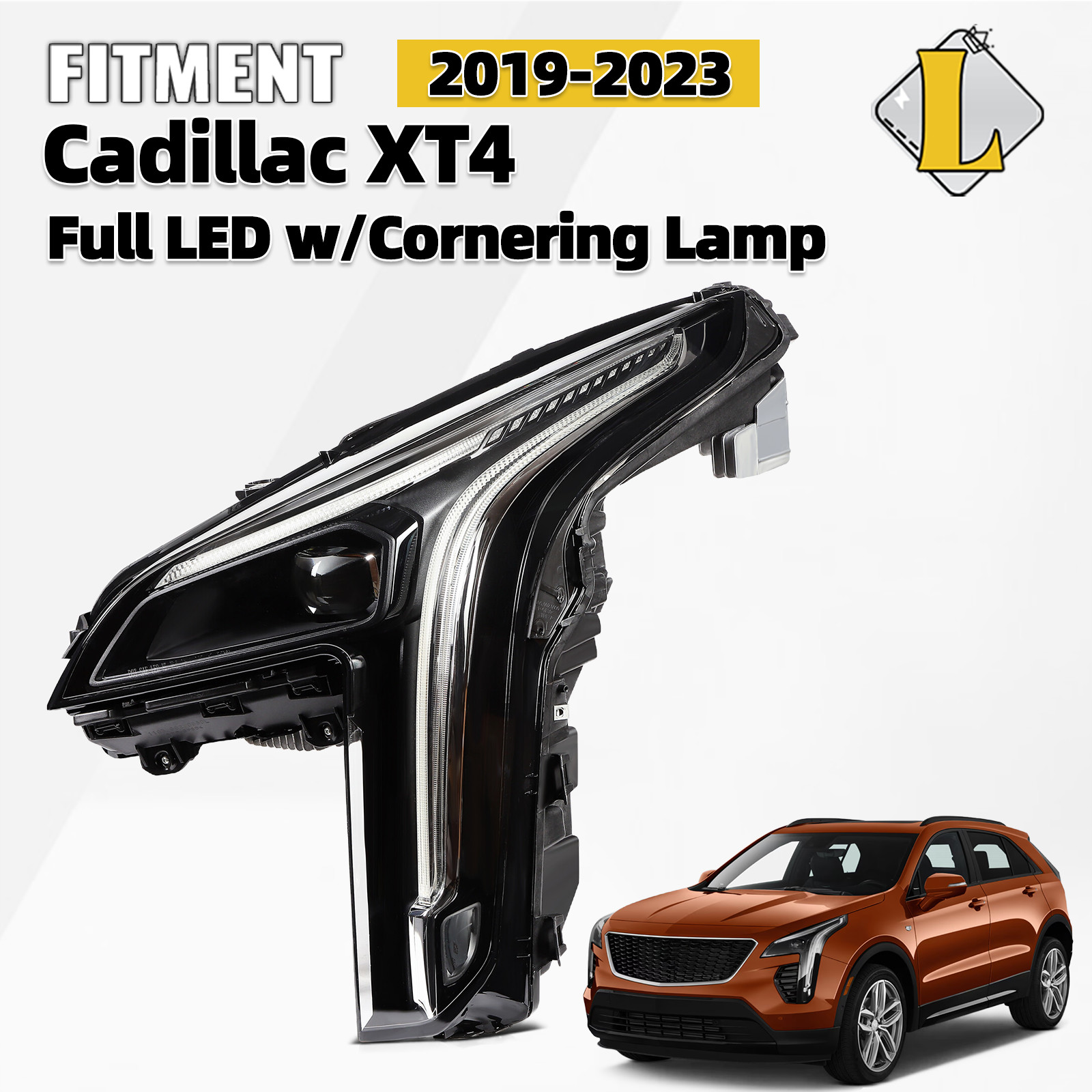 Headlight For 2019-2023 Cadillac XT4 Full LED w/Cornering Lamps Left Driver Side