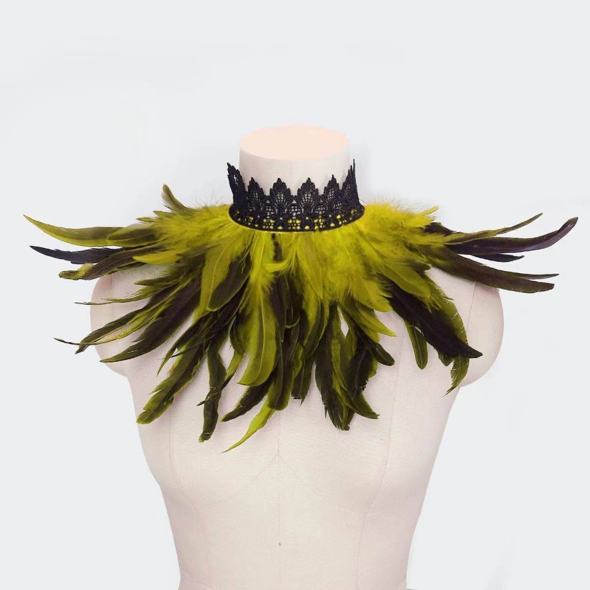 Halloween Lace High Collar Feather Gothic Scarf Costume Party Stage Prop