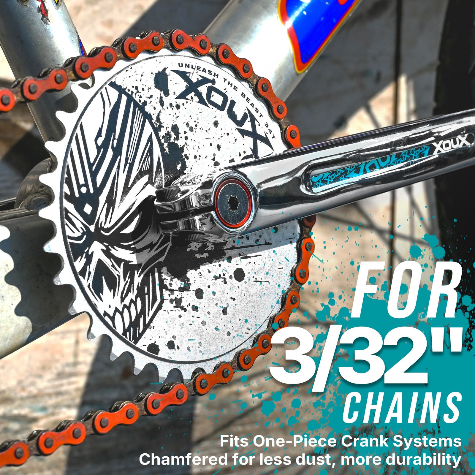 XOUX Raven BMX Chainring 52T Skull, Silver