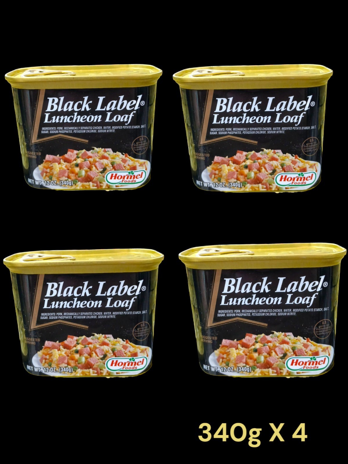 Black Label Luncheon Loaf  Hormel foods 340g x 4  (lot of 4)