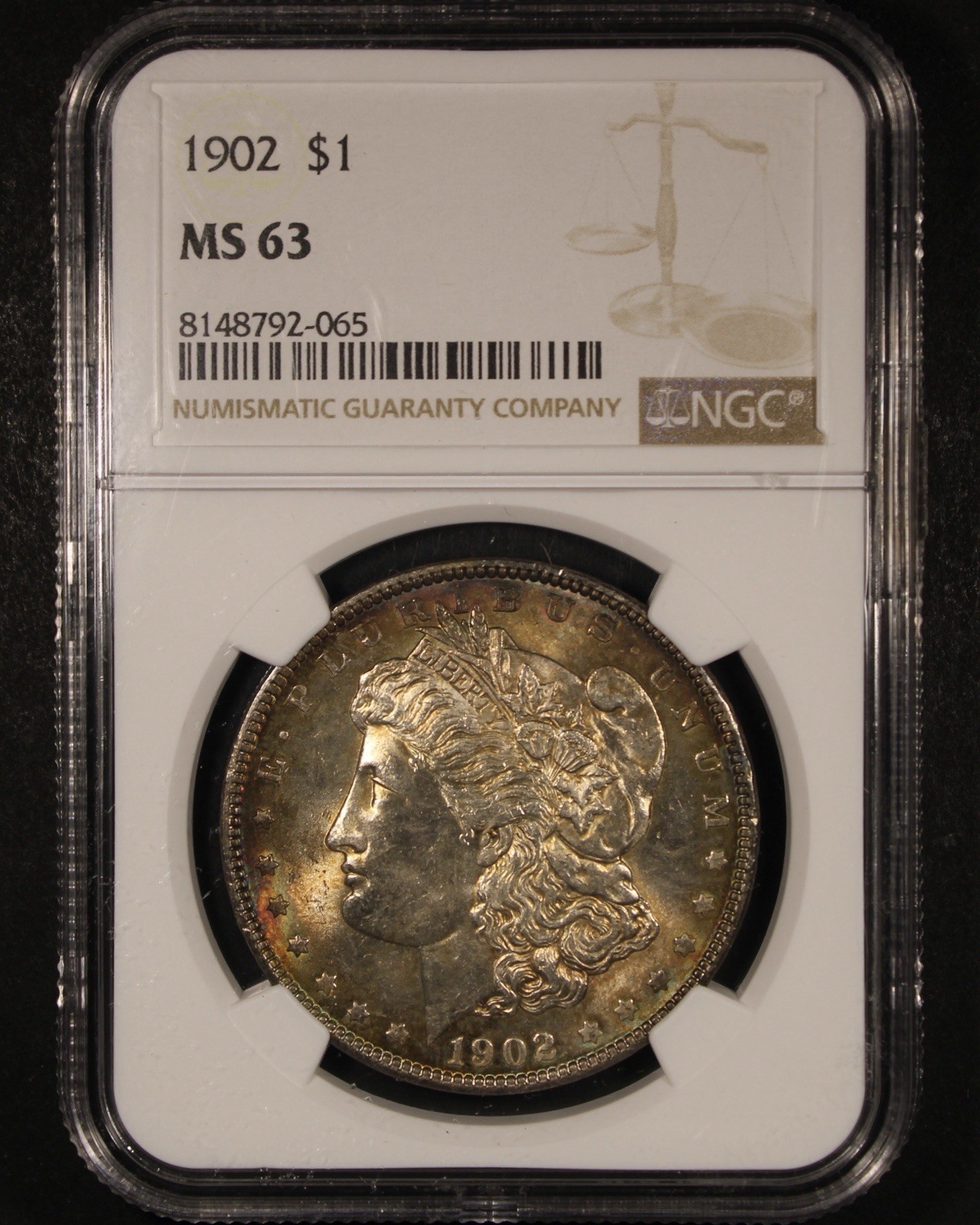 1902 Morgan Silver Dollar - $1 NGC MS63 - Gorgeous Rainbow Toning 🌈