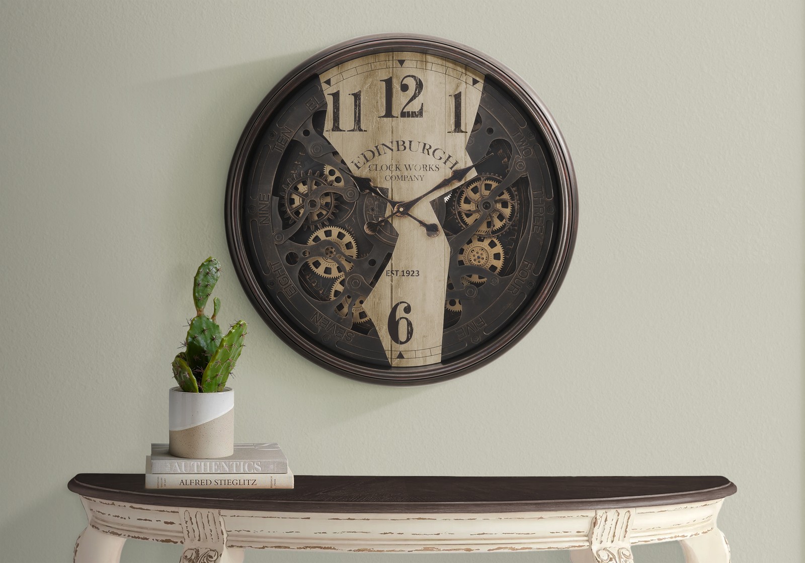 Clocks - 30" Round - Wall Clock - Gear Mechanism - Brown - Transitional