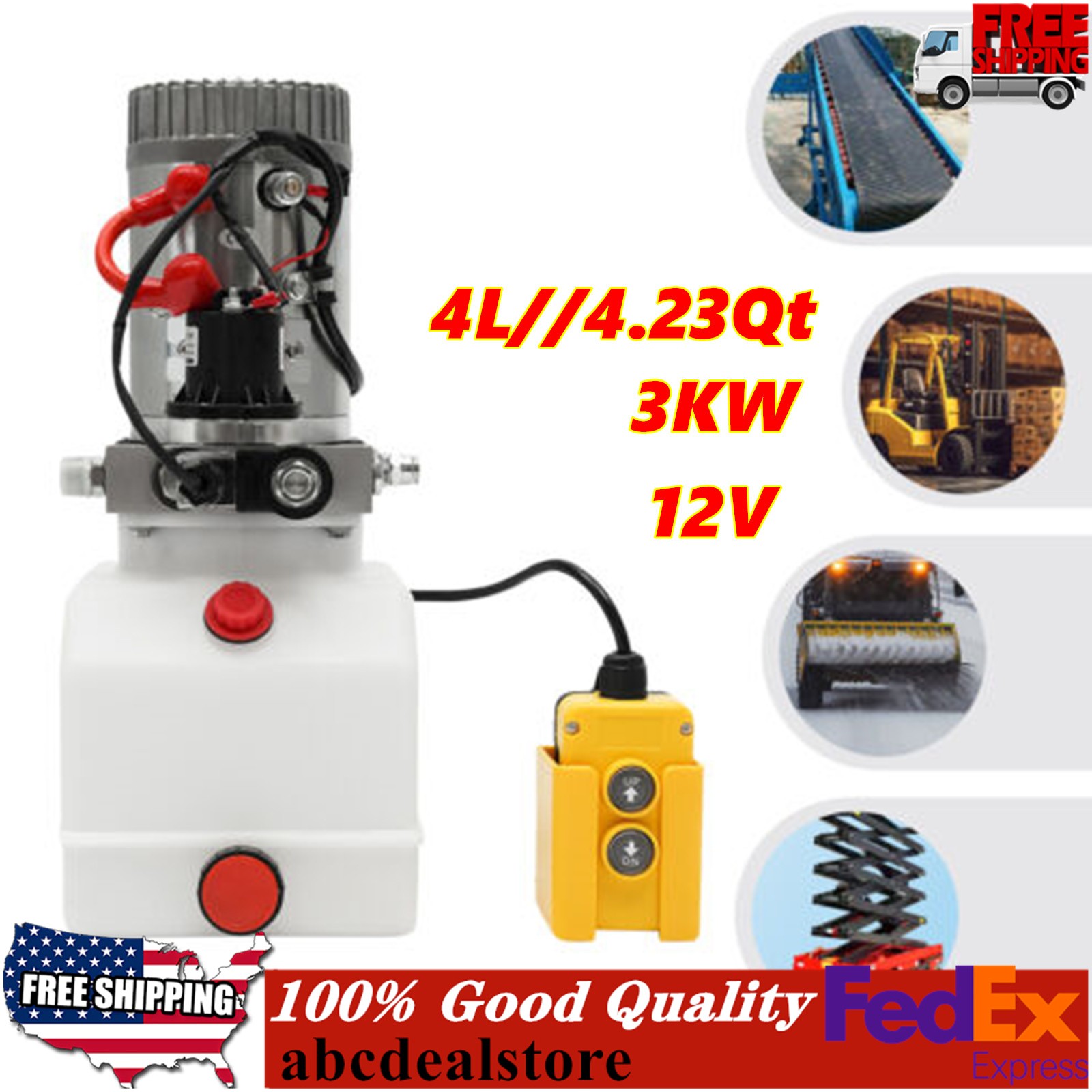 TOP Electric Hydraulic Pump Hydraulic Power Unit Single Acting Oil Pump 12V