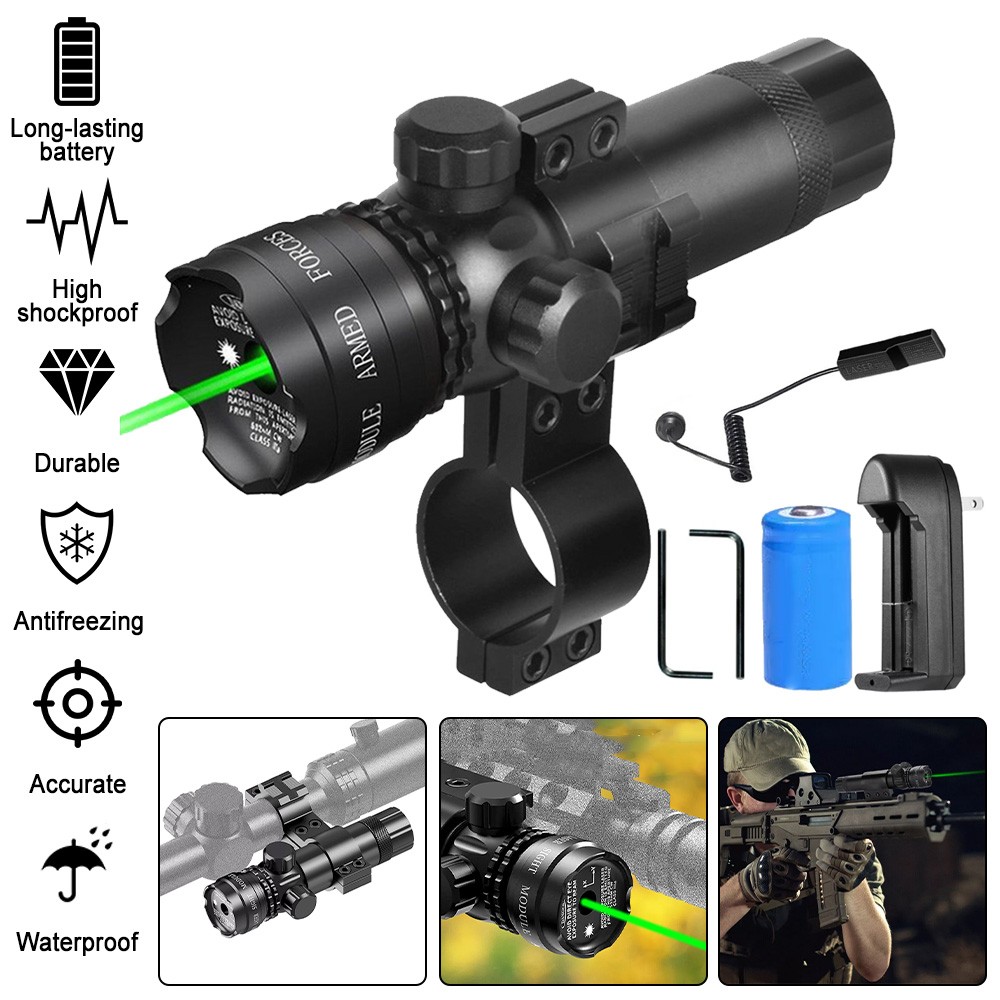 Green Laser Sight Rifle Dot Scope Laser Remote Switch Rail Barrel Mount ASN