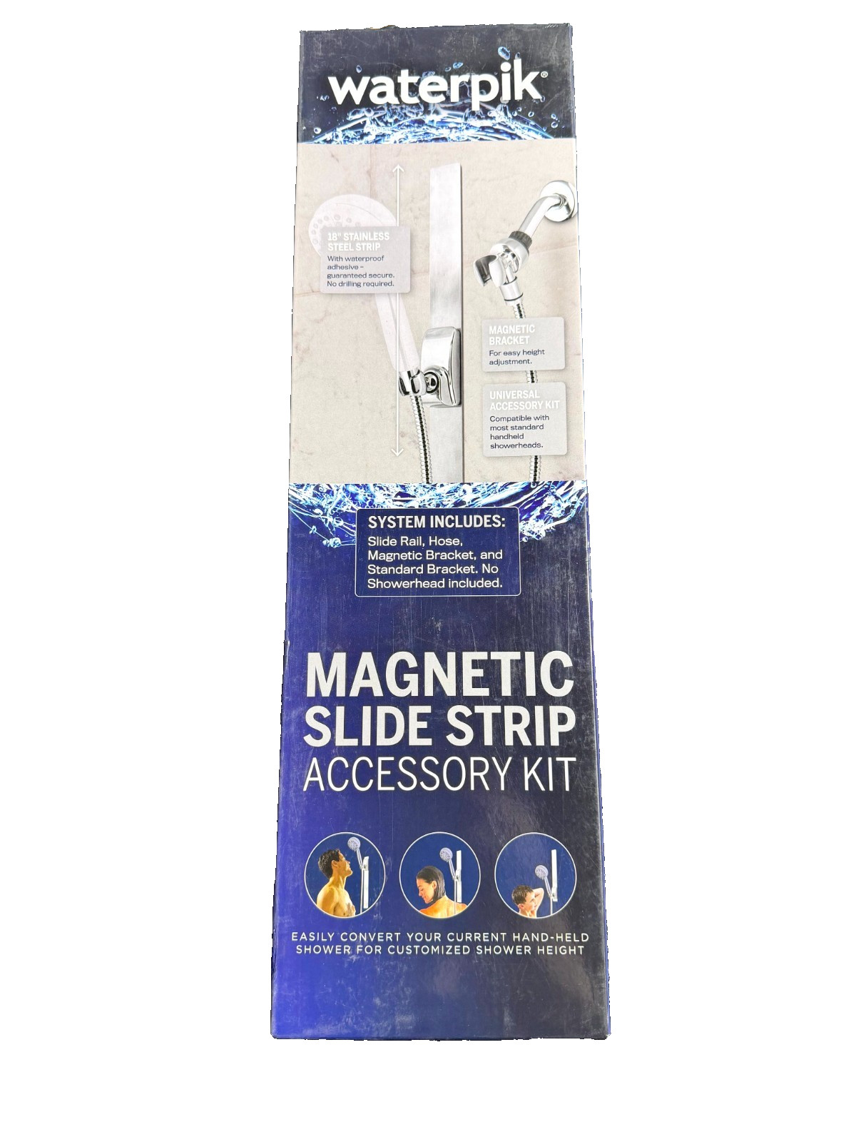 Waterpik 18" Magnetic Shower Slide Strip Accessory Kit in Chrome for Showerheads