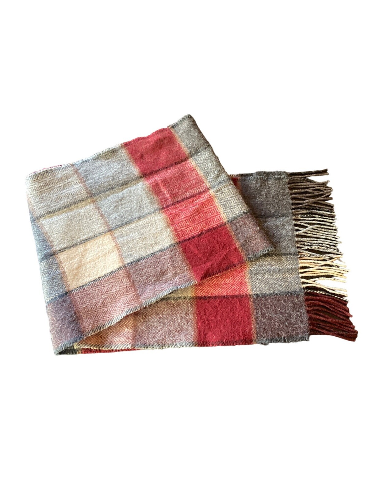 Frank & Oak Wool Plaid Red Gray One Size
