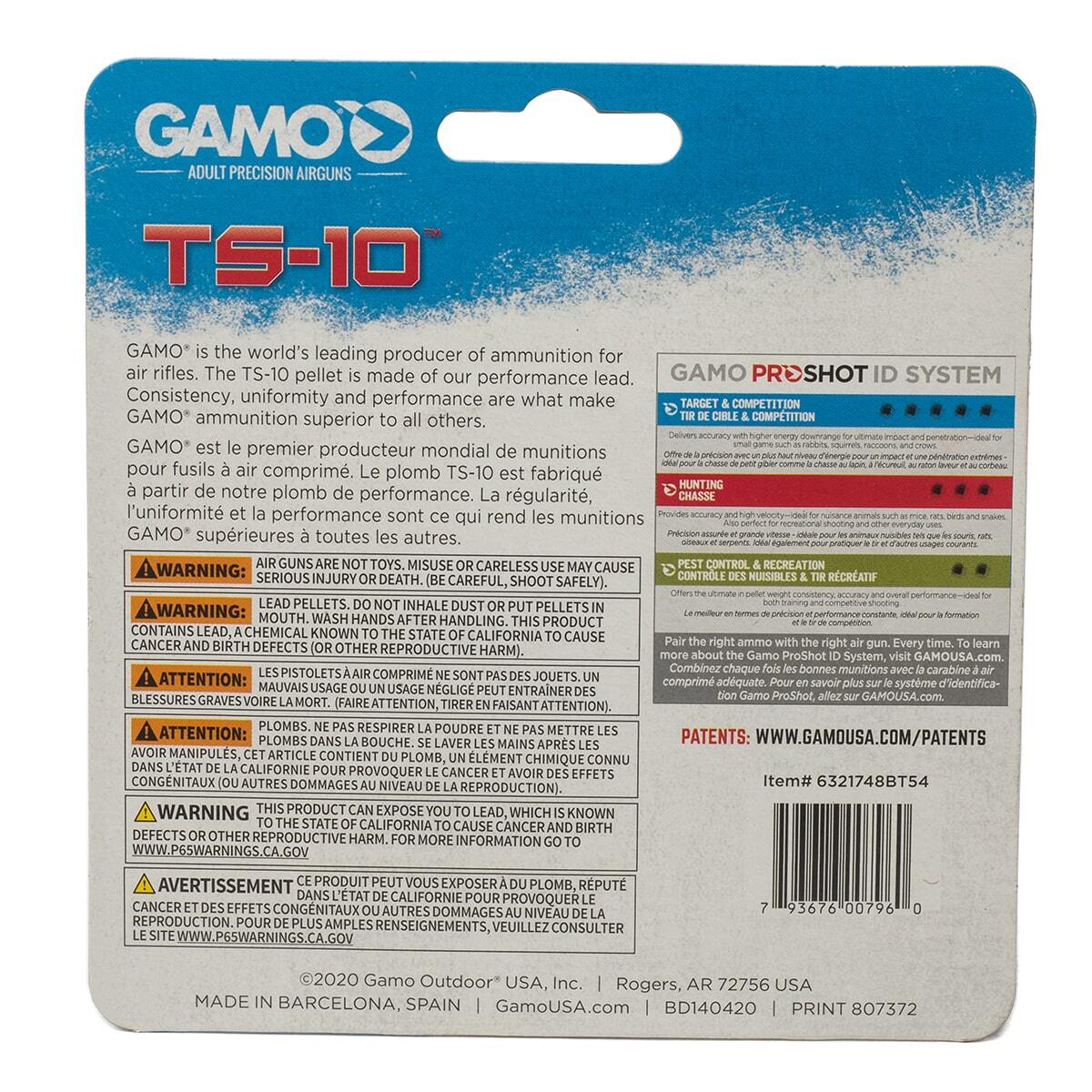 Gamo TS-10 .177 Precision Pellet Ammunition Dome Tip Lead