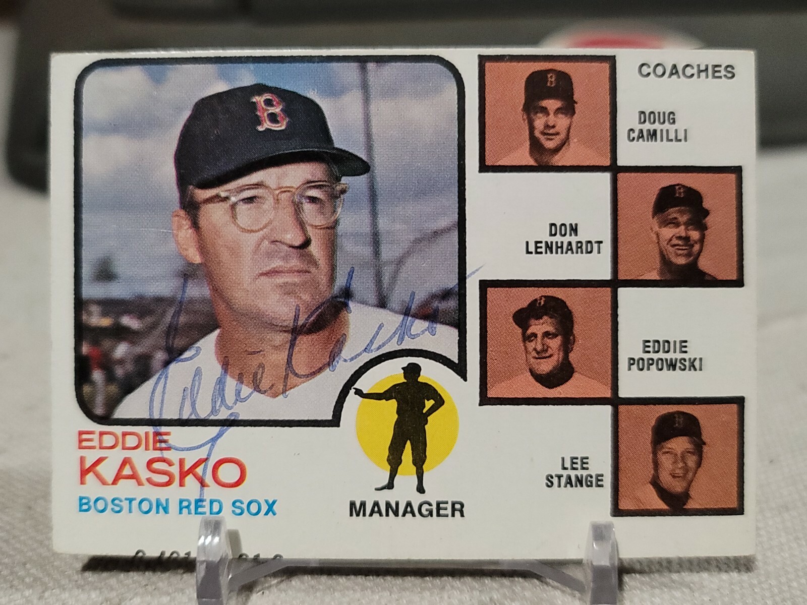 1973 TOPPS EDDIE KASKO AUTOGRAPHED REAL SIGNED CARD BOSTON RED SOX GUARANTEED