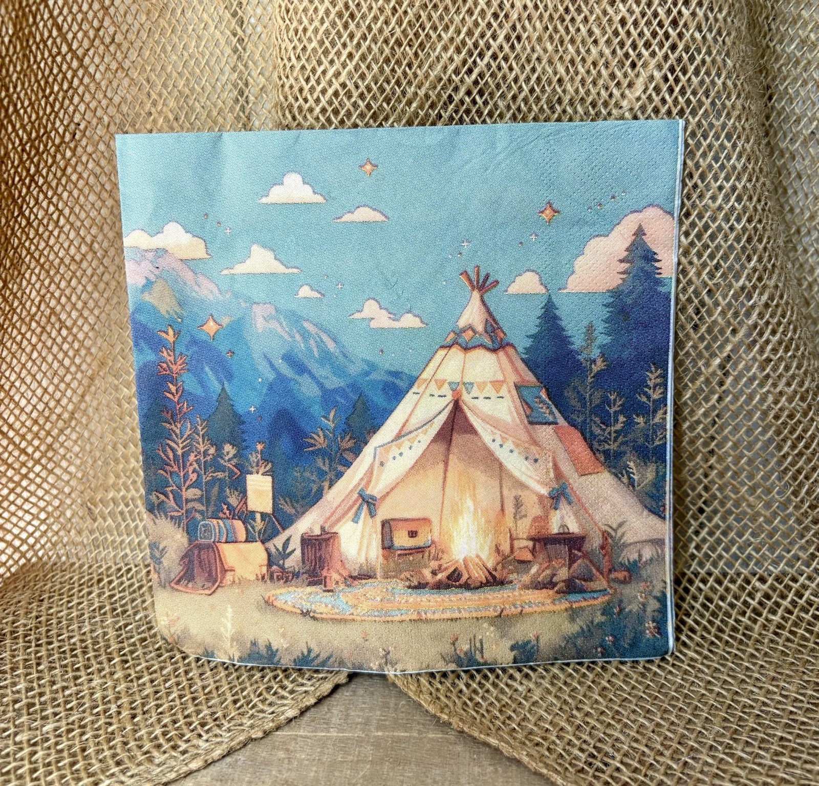 Camping teepee tent ,crafting napkins, napkins for decoupage, paper crafts