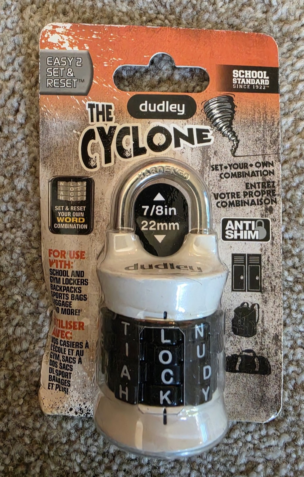 Master Lock Dudley Lock The Cyclone Letter Word combo lock NEW black