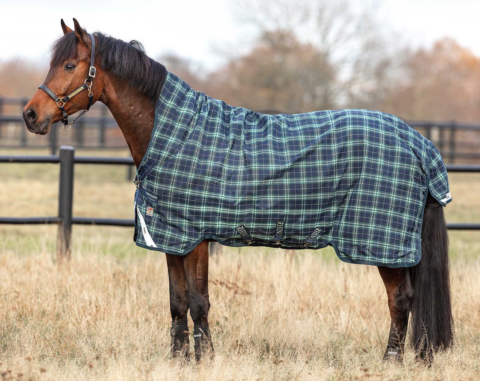 Rhino Wug with Vari-Layer Turnout Blanket, Heavy Weight, Hunter Check Size: 75