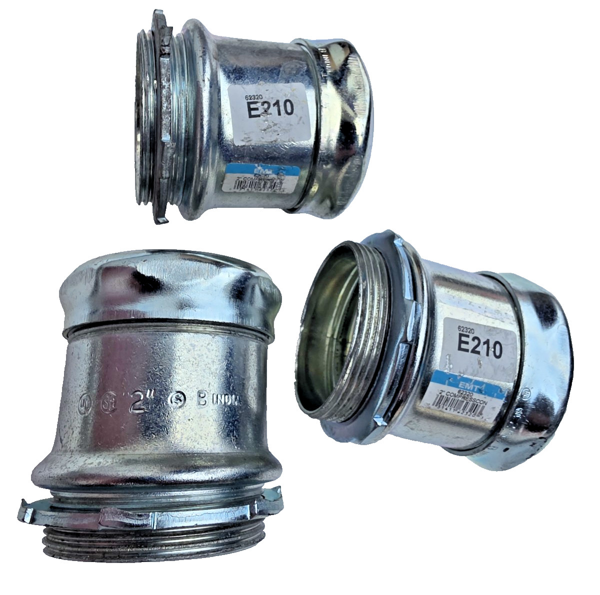 62320 E210 Electrical Metallic Tube (EMT) Compression Connectors 2" LOT OF 3 NEW
