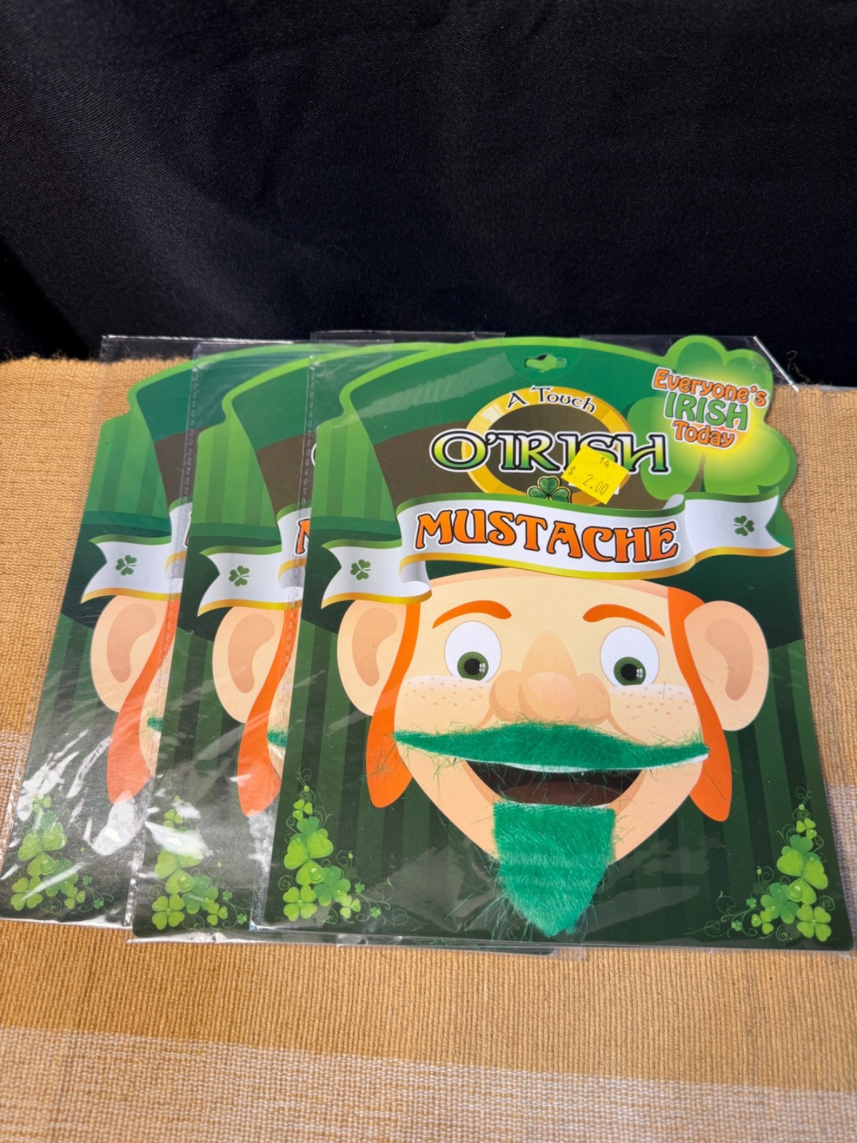 St Patrick's Day Green Mustache 5 Costume Holiday Facial NEW!