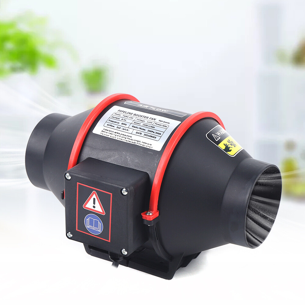4'' 310CFM Silent Exhaust Inline Duct Fan Ventilation Blower Fan Air Circulation