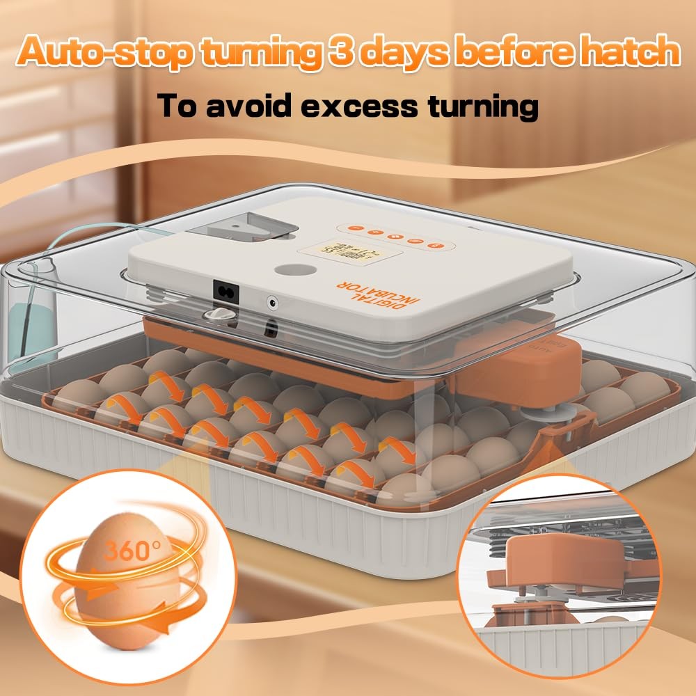 HOWOOlUA 56 Egg Incubator for Hatching Eggs with Auto Turn, Temp & 56-ORANGE