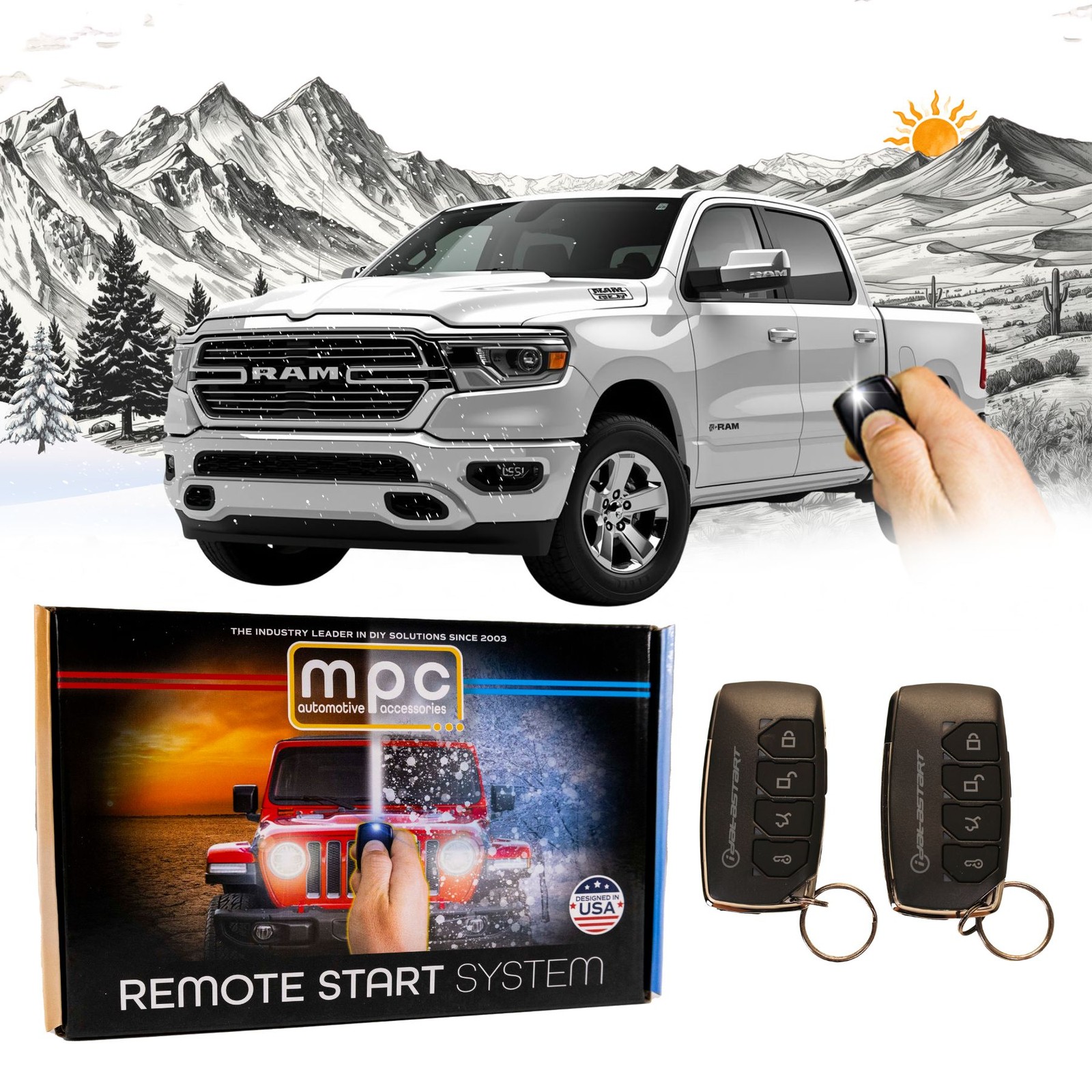 4-Button 2-Way Remote Starter For 2019-2024 RAM 1500 - Plugin - Push-to-Start