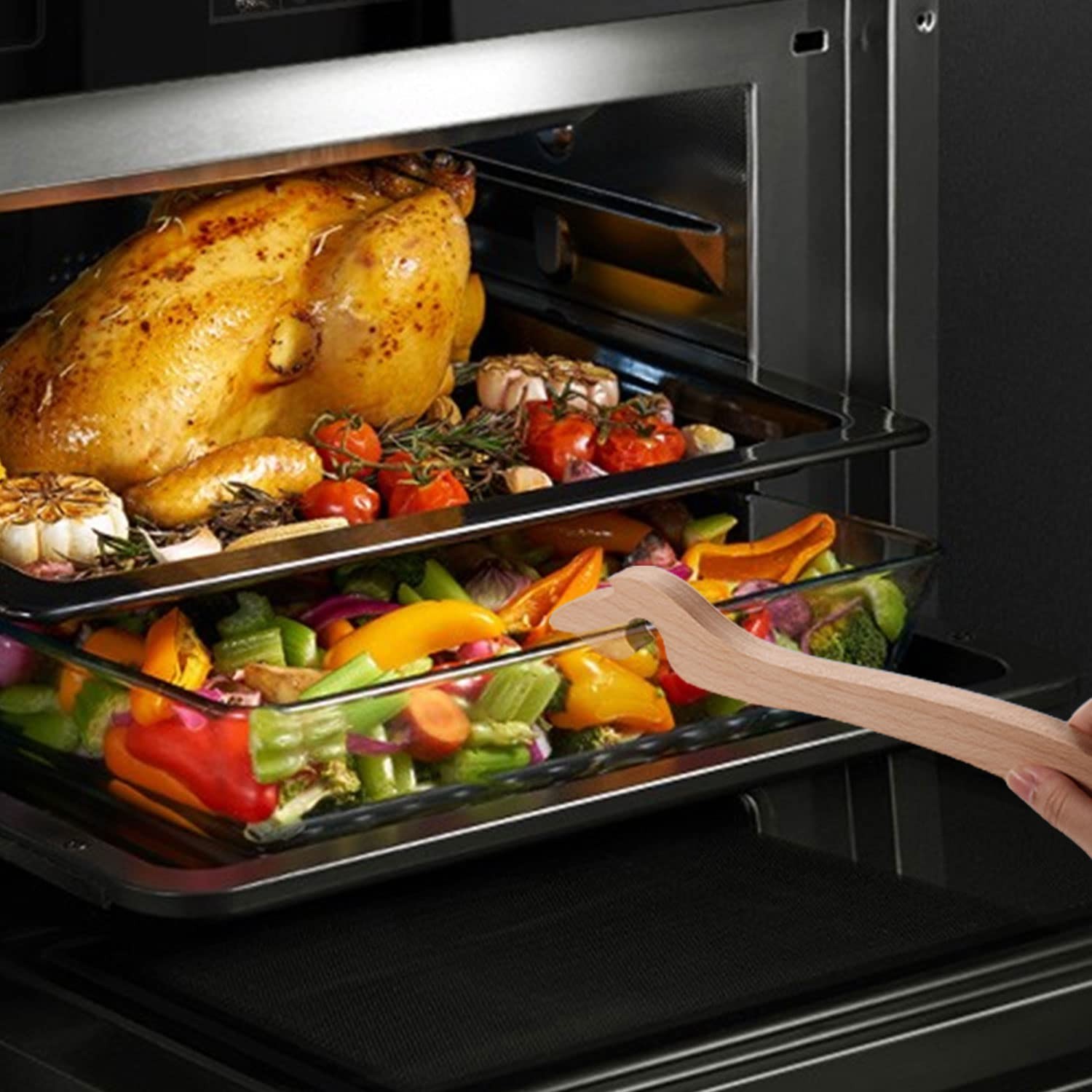 Wooden Oven Rack Puller Tool Air Fryer Toaster Oven Push Pull Handle
