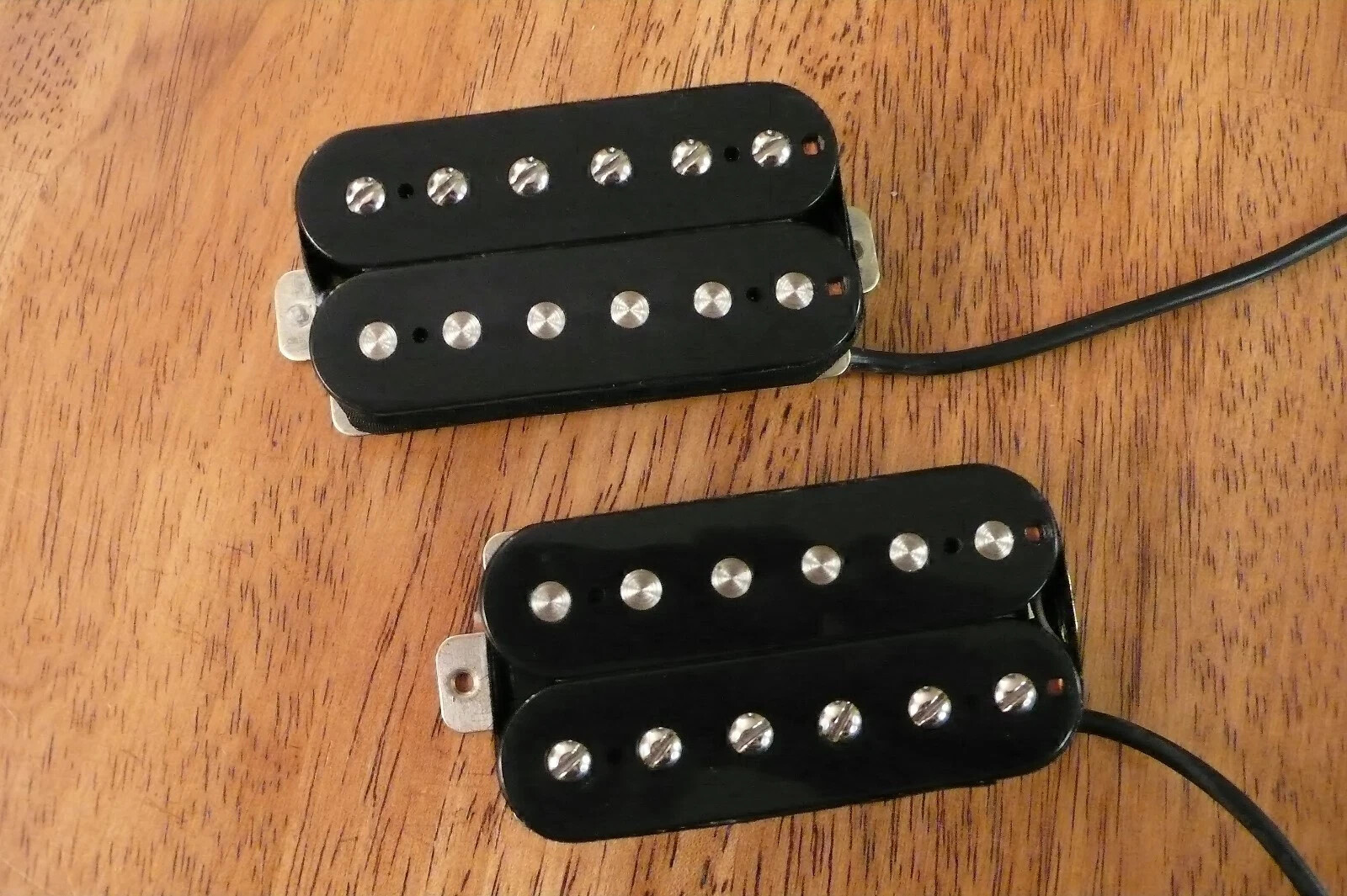 HUMBUCKER PICKUP SET ALNICO 2 BLACK NICKEL SILVER BASEPLATE FOUR CONDUCTOR WIRED
