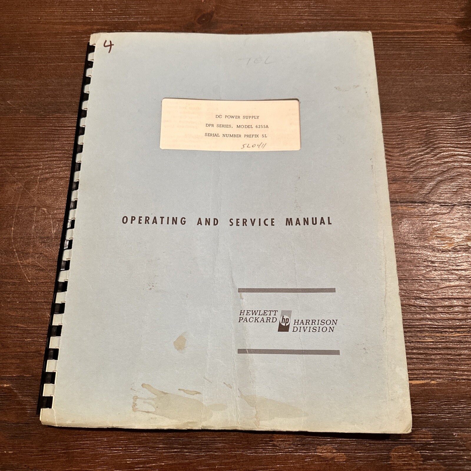 HP 6255A DPR Series DC Power Supply Operating & Service Manual 06255-90001