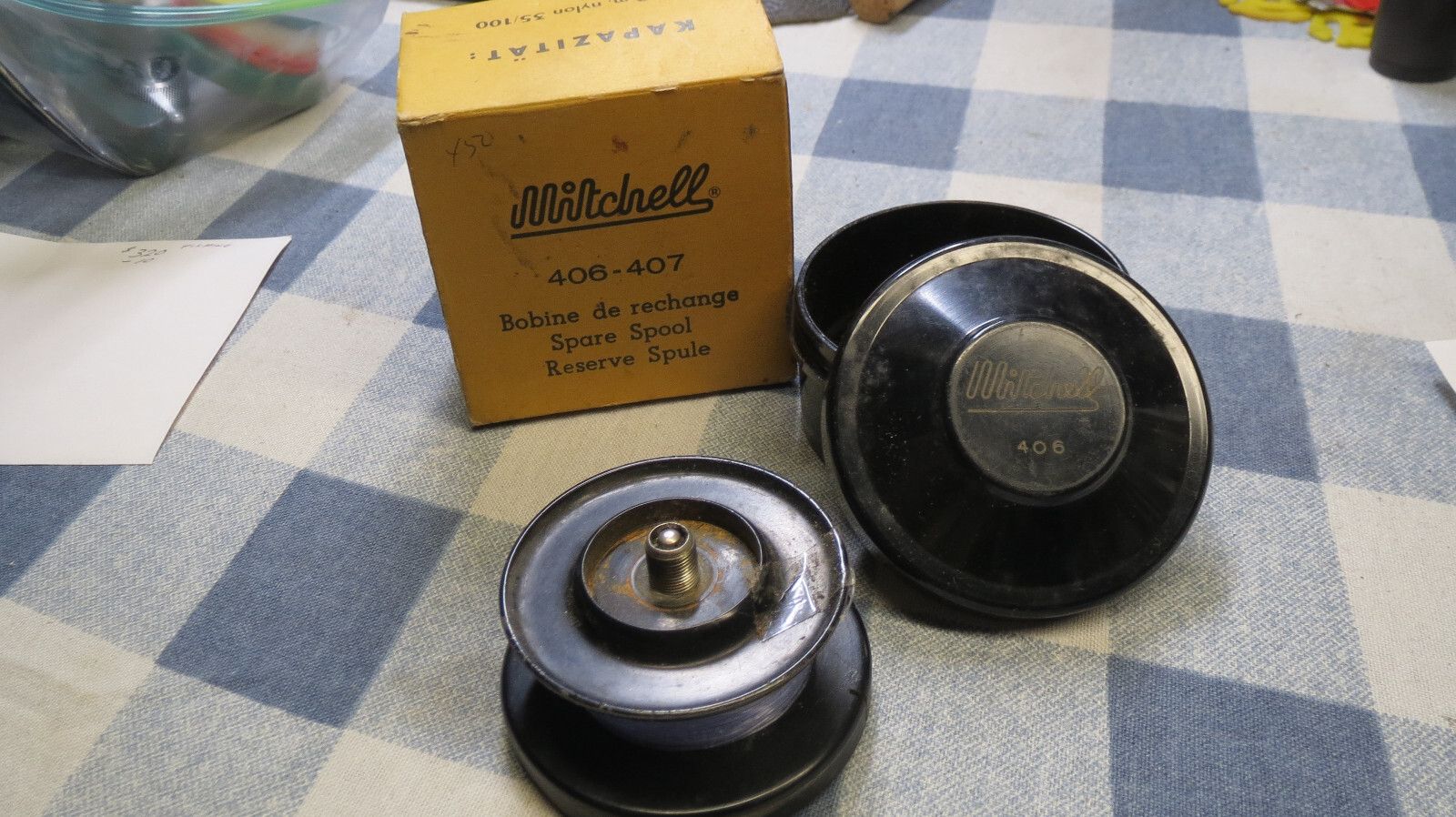 GARCIA MITCHELL 406 407 SPOOL Damaged in Original Box With Plastic Case