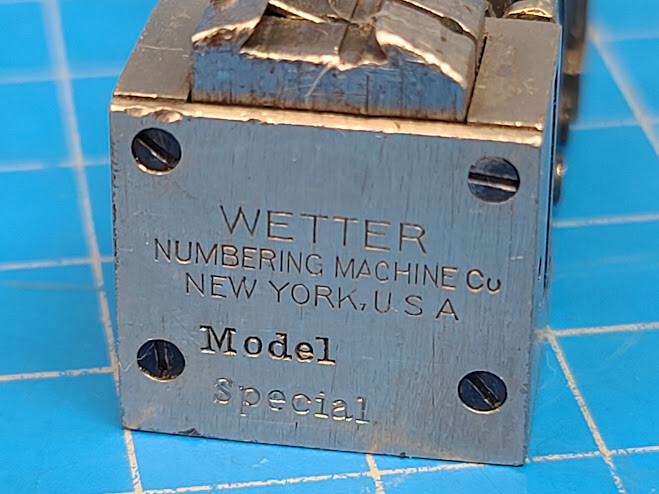 Wetter Numbering Machine Co. Special Model 6 Digit Numbering Machine