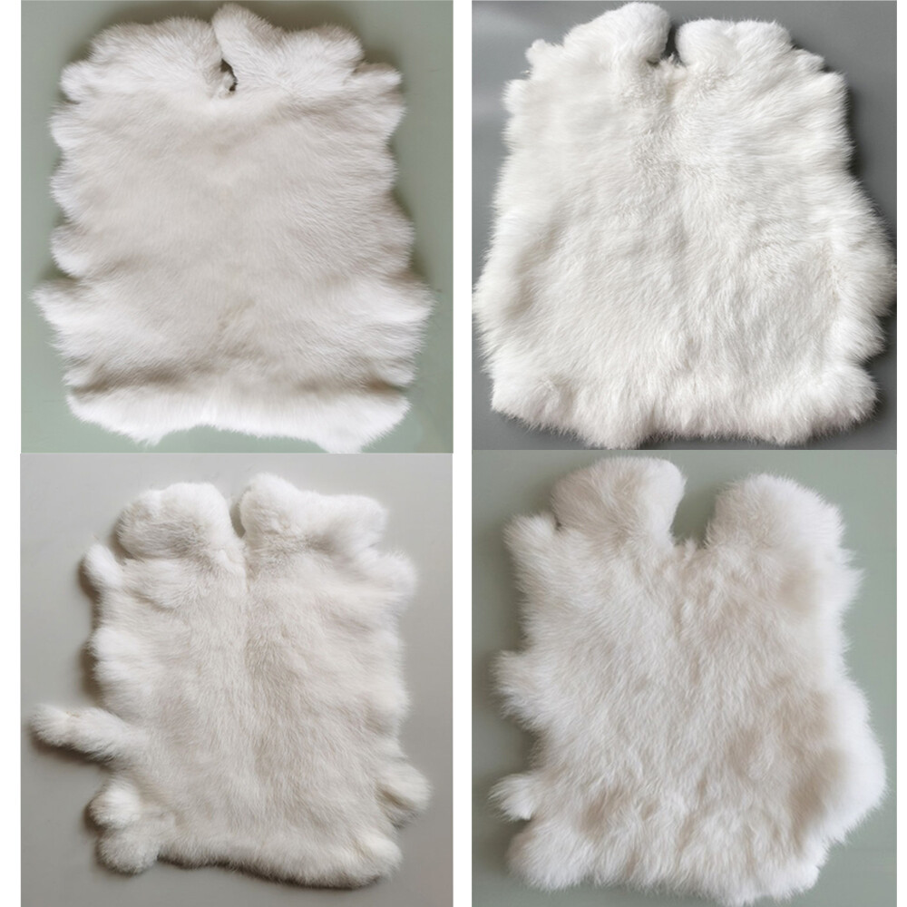 4pcs White Rabbit Skin Pelt Fur Hide Genuine Animal Fur Leather Tanned Craft DIY
