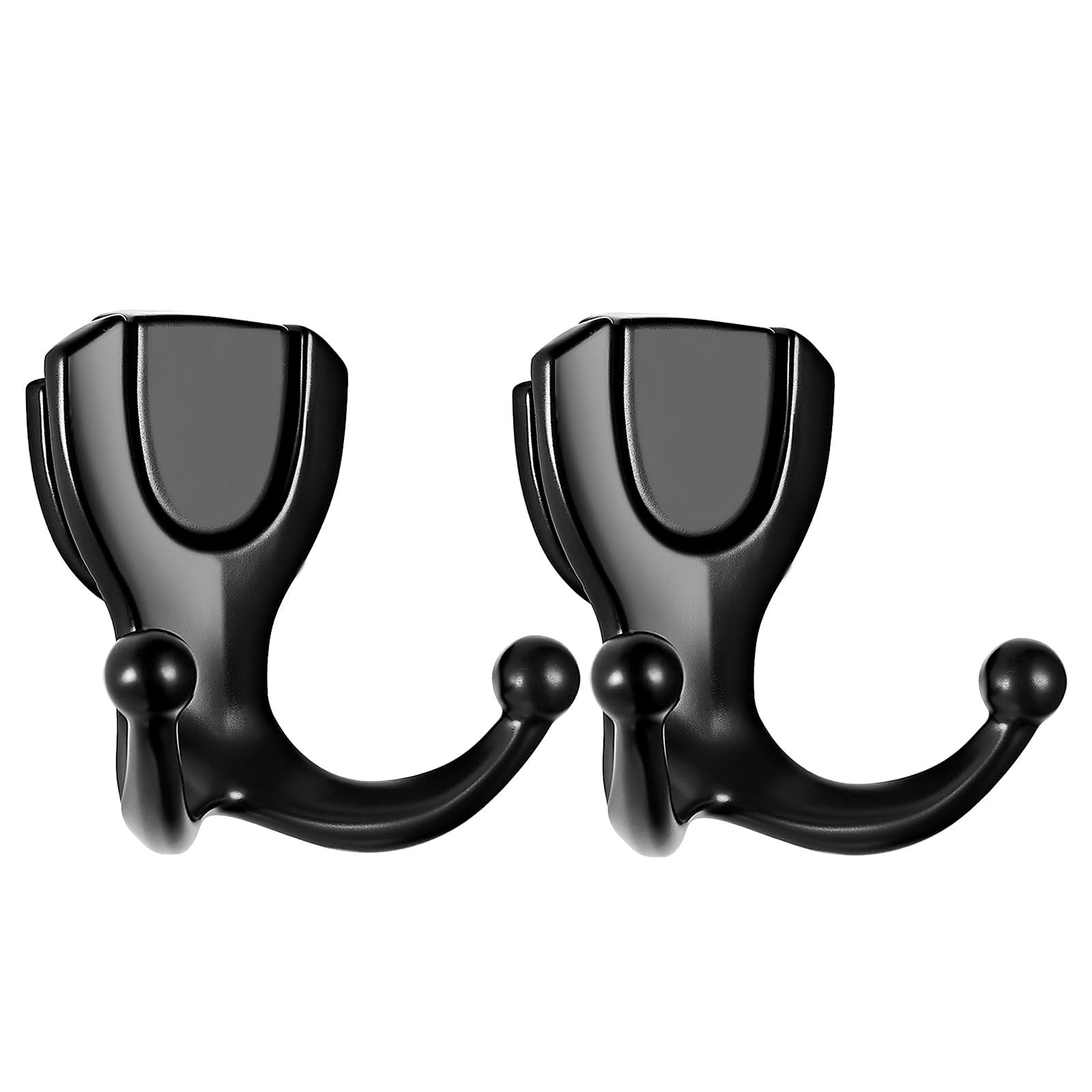 Coat Hooks Wall Mount - Heavy Duty Double Prong Wall Hooks, No Rust Black Met...
