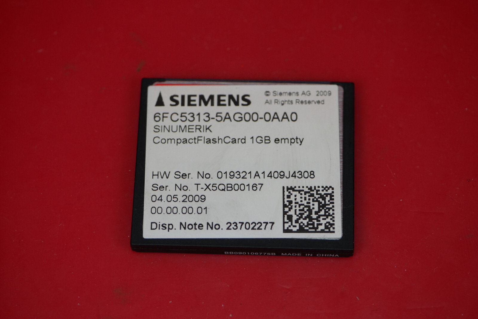 Siemens Sinumerik 6FC5313-5AG00-0AA0 Compact Flash Card 1GB