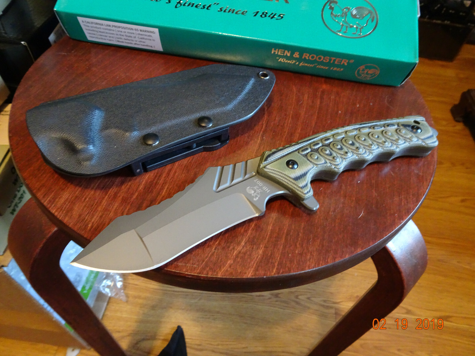 10" OVERALL HEN & ROOSTER TACTICAL FIXED BLADE KNIFE 1095 S.S.TIT. COATED BLADE