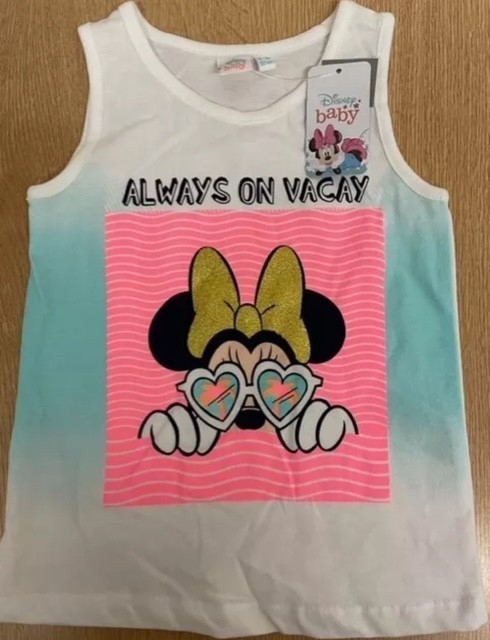 Disney BABY GIRLS VEST TOP, Shirt. Minnie Mouse. Age 9 to 12 months. NEW!