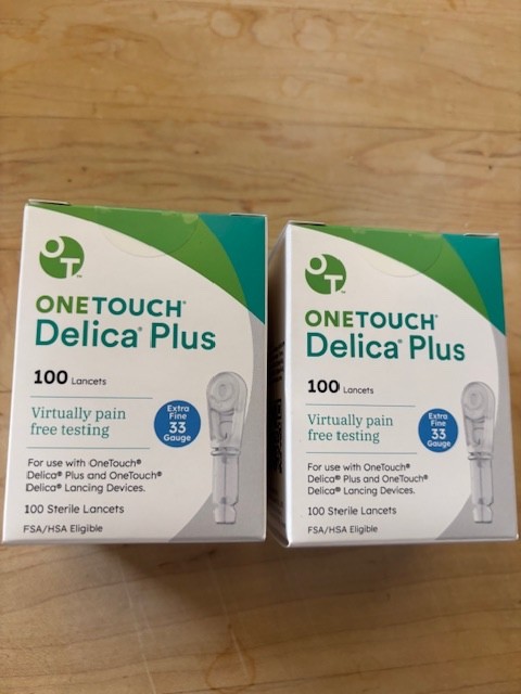 200 ONE TOUCH DELICA PLUS LANCETS (2 boxes x 100 =200)