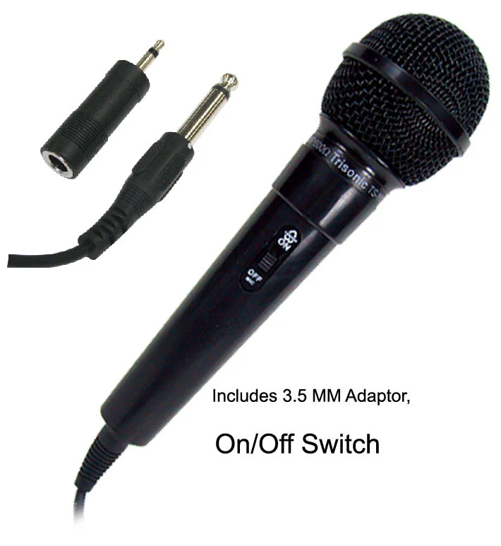 Uni-Directional 8' Corded Microphone, 80-12,000Hz 3.5 6.3mm Adapter