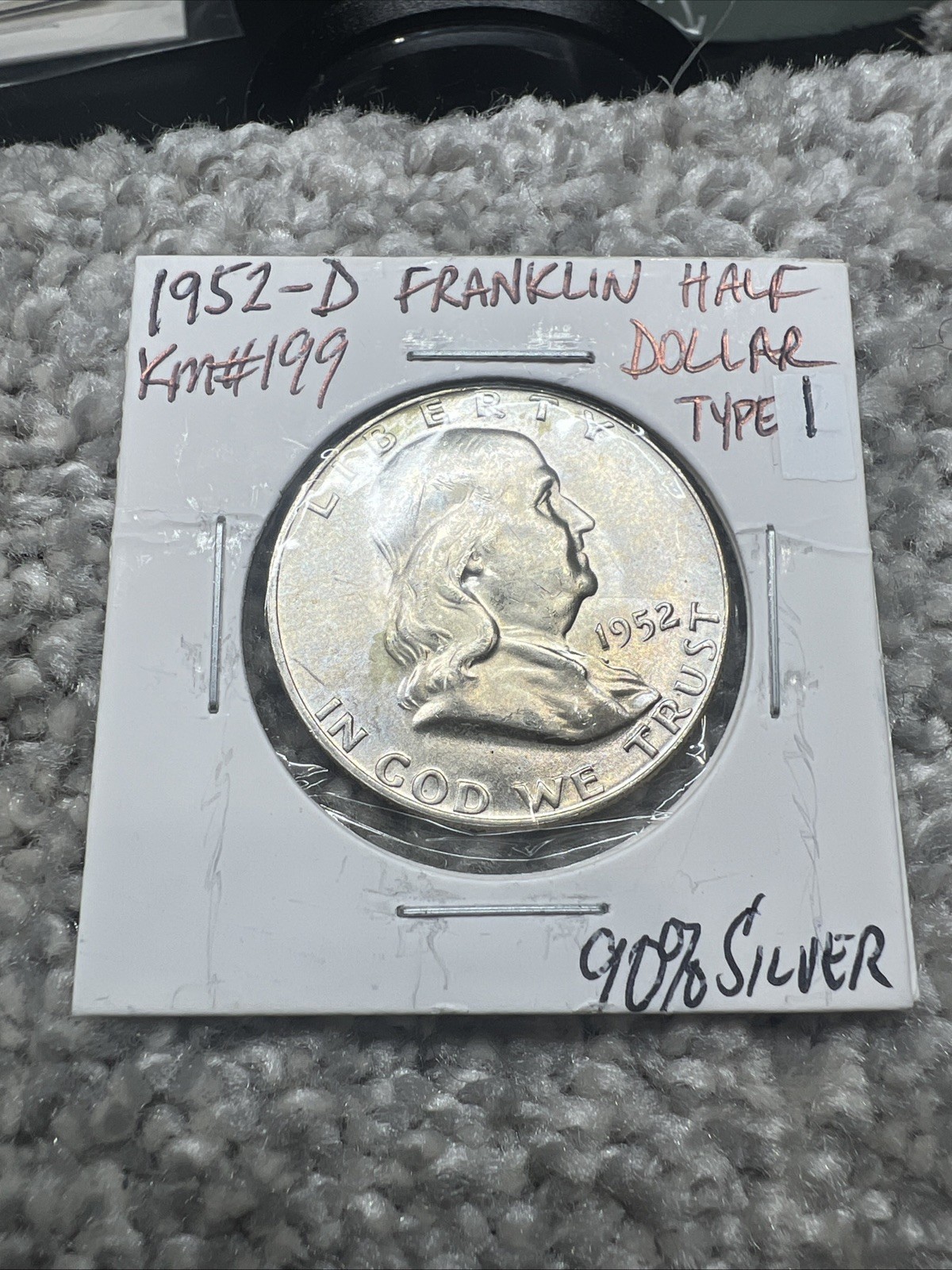 1952-D Franklin Half Dollar 50C 90% Silver U.S. Coin–Denver  Benjamin Franklin